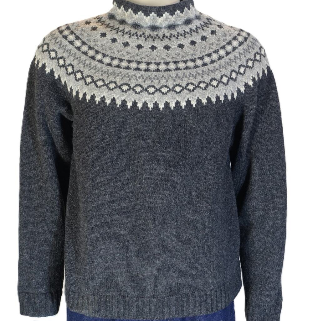 Vintage 100% Lambswool Fair Isle Sweater Eddie Bauer Fisherman Grandpa Medium
